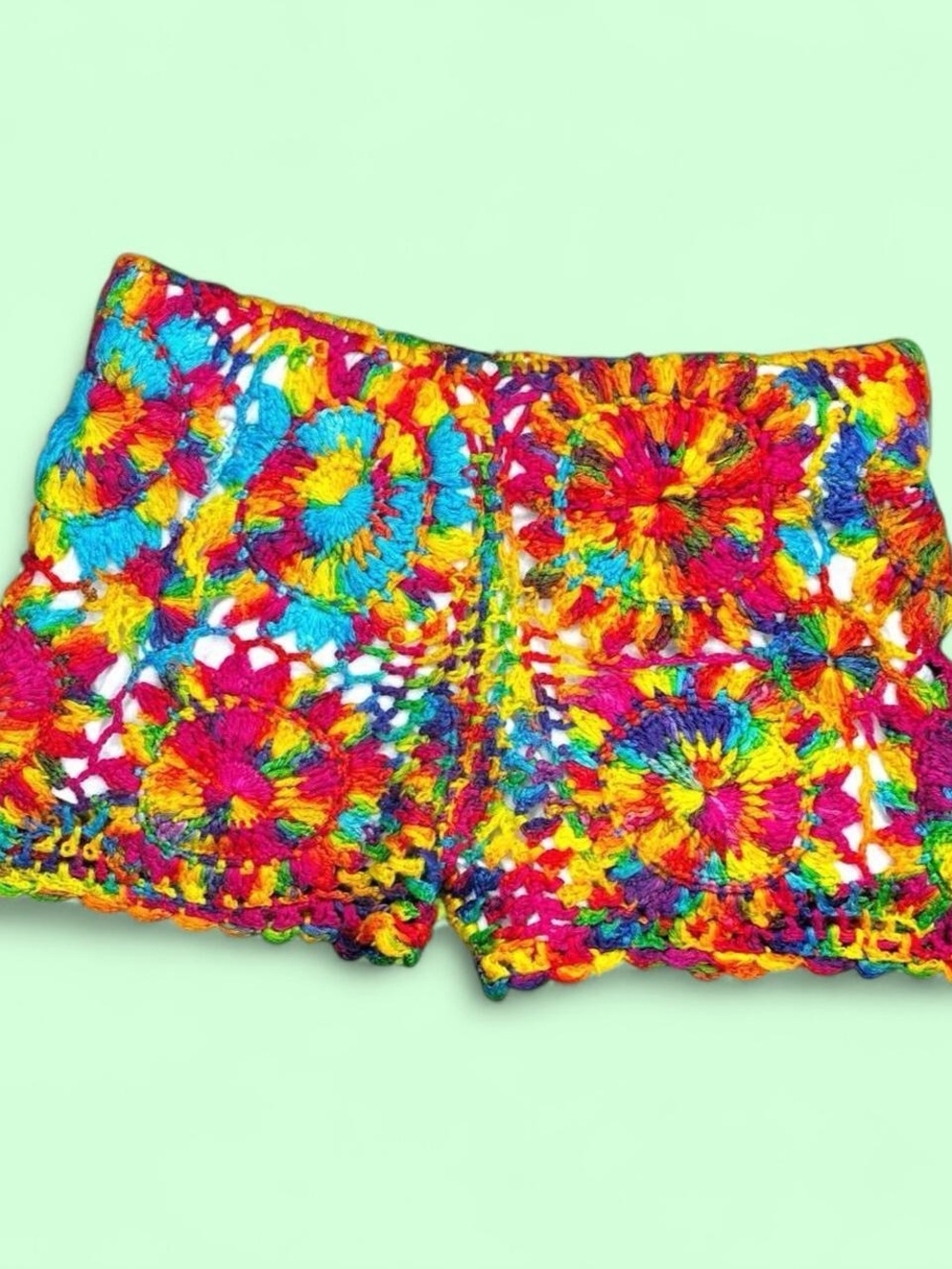 Flowers By Zoe Girls SZ (2/4) Colorful Rainbow Crochet Hippie Shorts